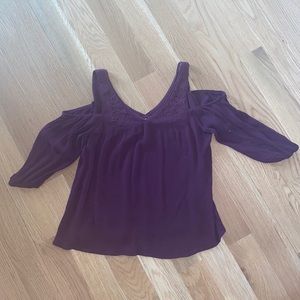 Embroidered cold shoulder shirt